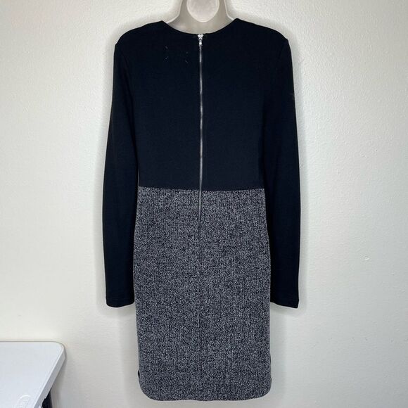 Lou and Grey Colorblock Gray Tweed Look Front Panel Black Sweater Dress Women XS - Picture 6 of 13